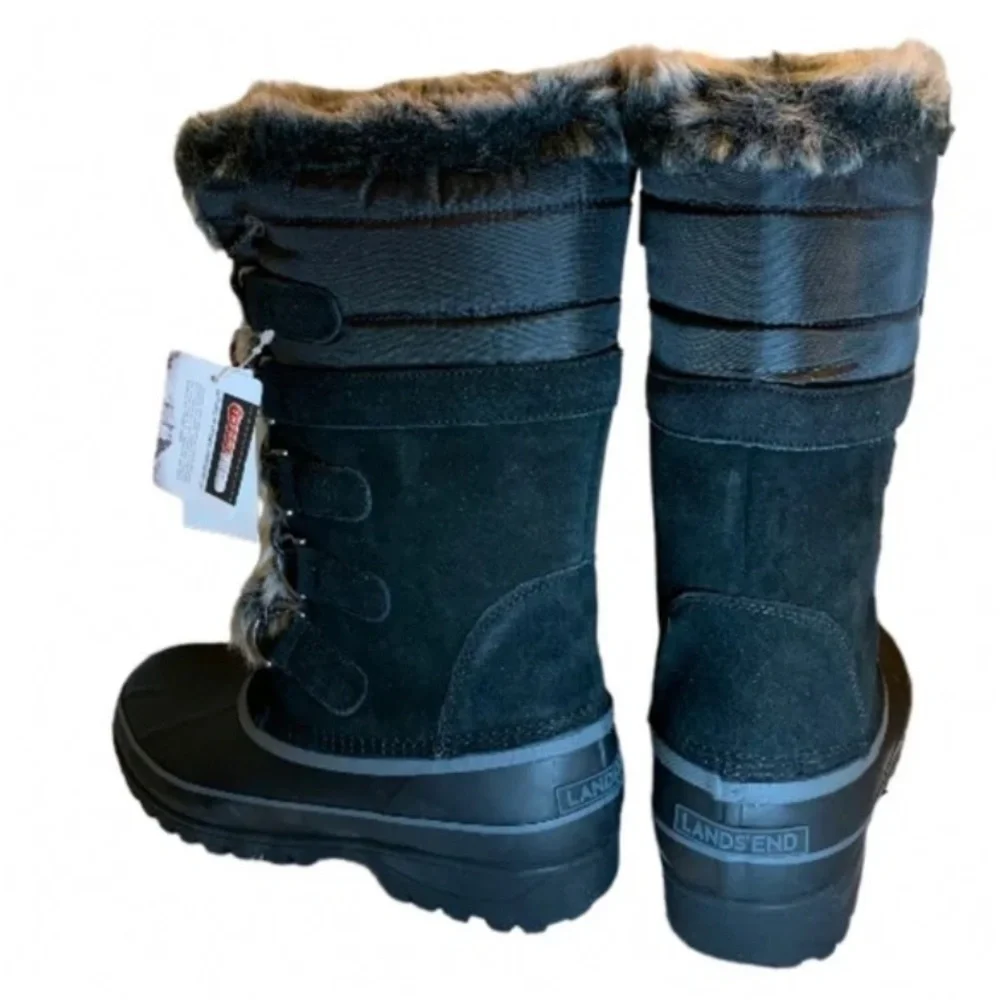 LANDSEND Hillary Snow Boots, Warm Winter Boots, Rugged, Faux Fur With Side Zip